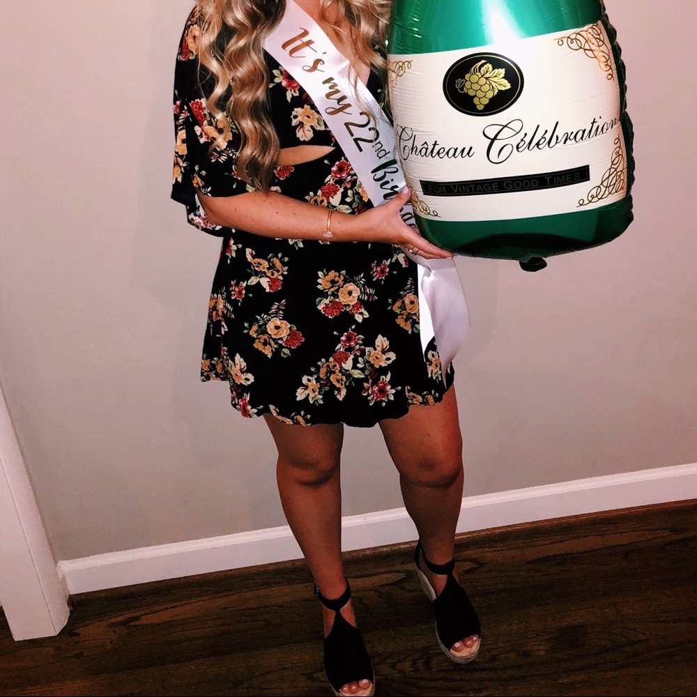 Black cut out floral dress